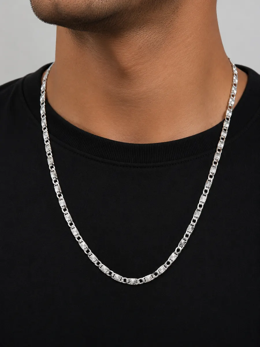 Cadena facetada de plata 925 para hombre 3 mm 60 cm