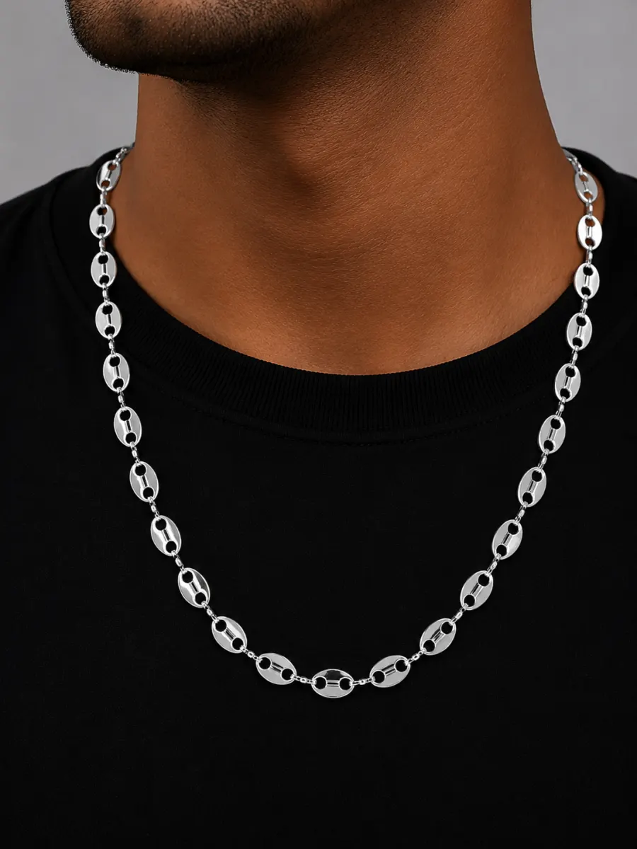 Cadena Gucci plana de plata 925 para hombre 6 mm 60 cm