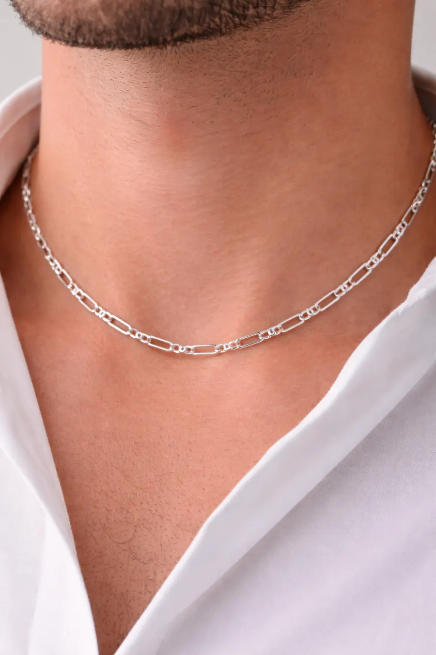 Cadena rolo facetada de plata 925 para hombre 3 mm 60 cm