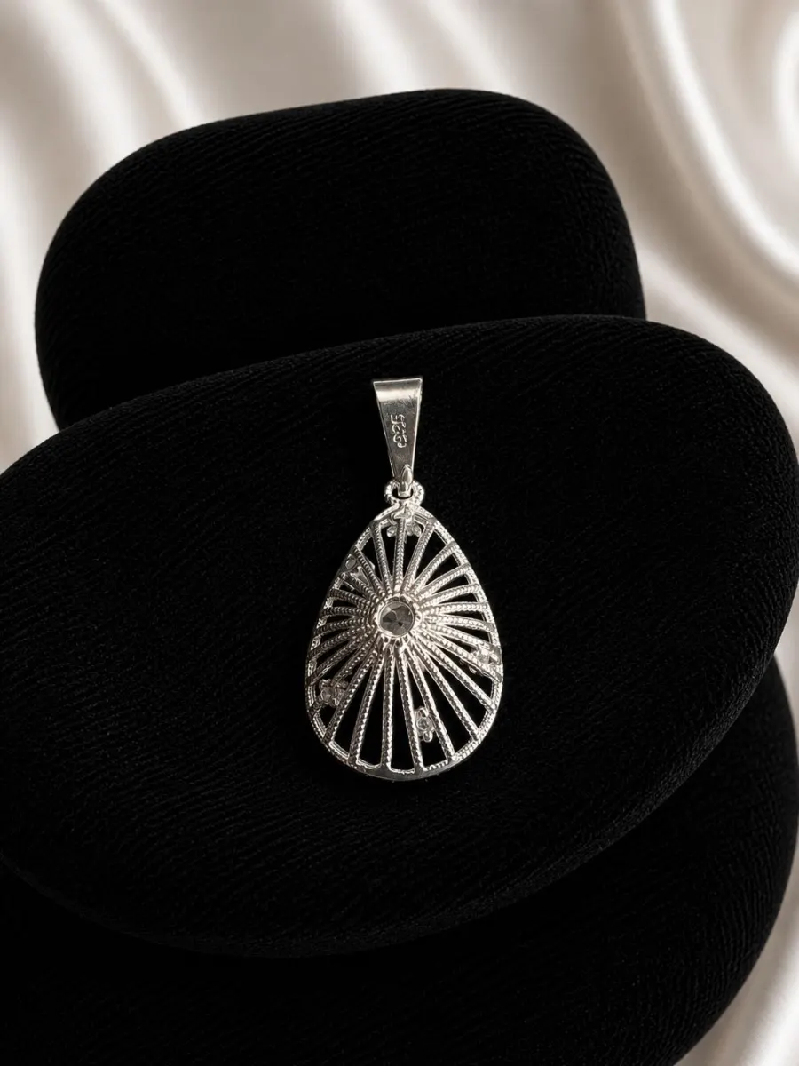 Colgante Gota Filigrana con Circón de Plata 925