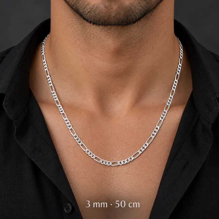 Cadena Cartier de plata 925 para hombre 3 mm 50 cm