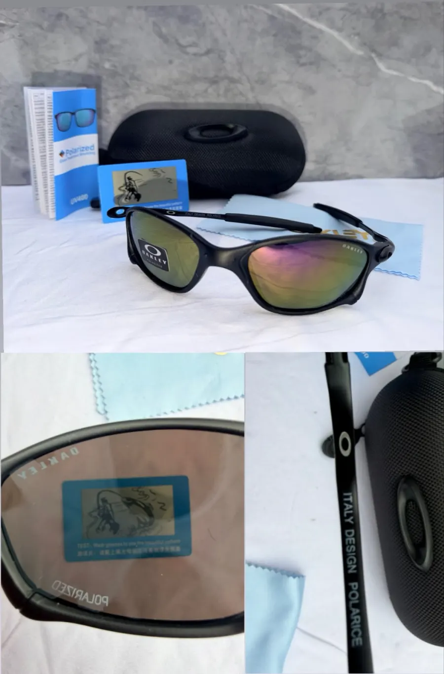 Lentes OKL JUL 135 marco negro lente rosado espejo polarizado - foto 2